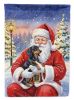 Black and Tan Dachshund with Santa Claus House Flag Large Porch Sleeve Pole Decorative Outside Yard Banner Artwork Wall Hanging, Polyester, House Size