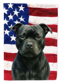 Black Staffordshire Bull Terrier American Flag House Flag Large Porch Sleeve Pole Decorative Outside Yard Banner Artwork Wall Hanging, Polyester