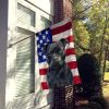 Black Staffordshire Bull Terrier American Flag House Flag Large Porch Sleeve Pole Decorative Outside Yard Banner Artwork Wall Hanging, Polyester